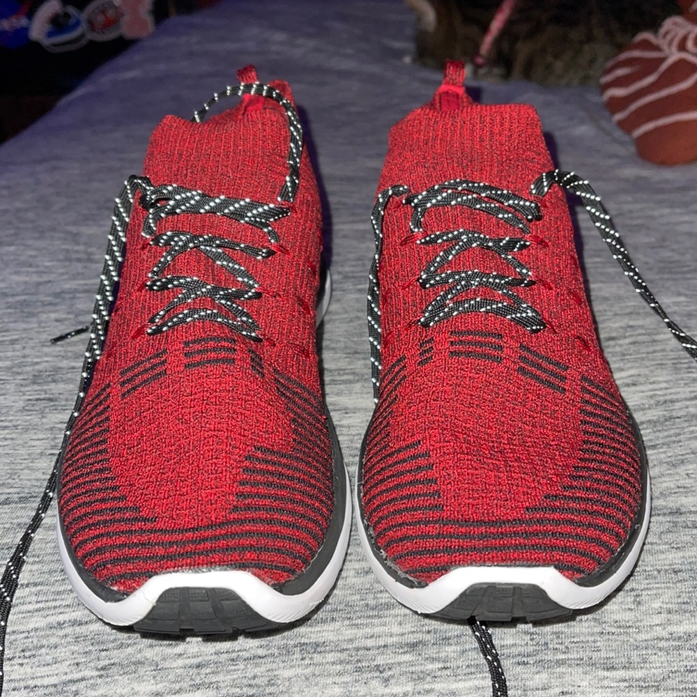 Red and Black Under Armour Sock Shoes